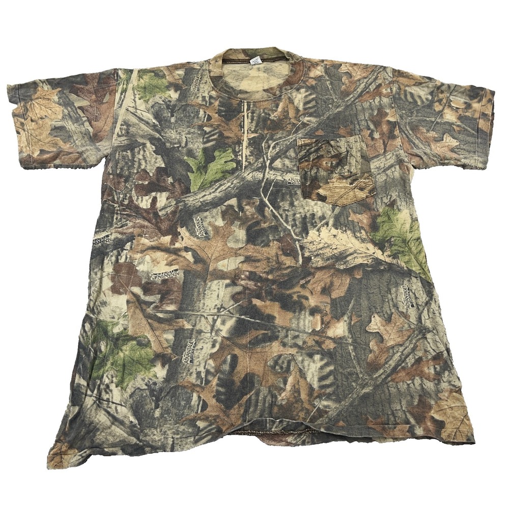 Vintage Camo Shirt Men XXL Pocket Tee Single Stitch 90s USA Advantage  *READ
